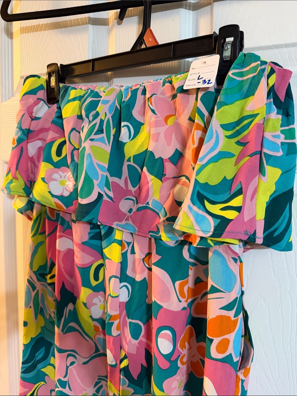 Colorful Floral Off-Shoulder Jumpsuit - Picture 2 of 4